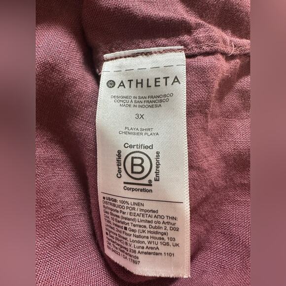 ATHLETA TAWNY ROSE PLAYA LINEN SHIRT BLOUSE Size 3X - Picture 3 of 8